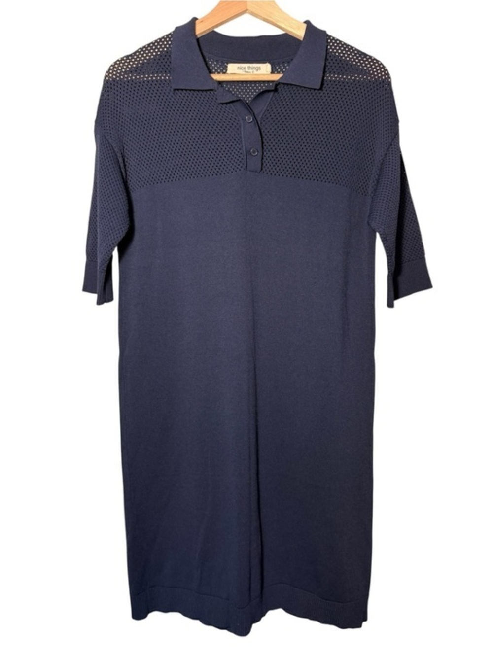 Nice Things Paloma S Navy Polo Knit Mini Dress size M